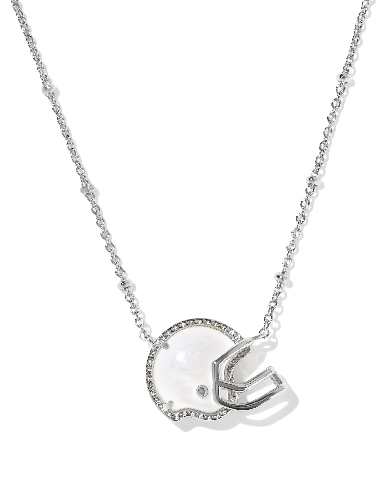 Football Helmet Short Pendant Necklace in Silver