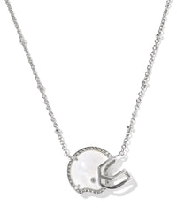 Football Helmet Short Pendant Necklace in Silver