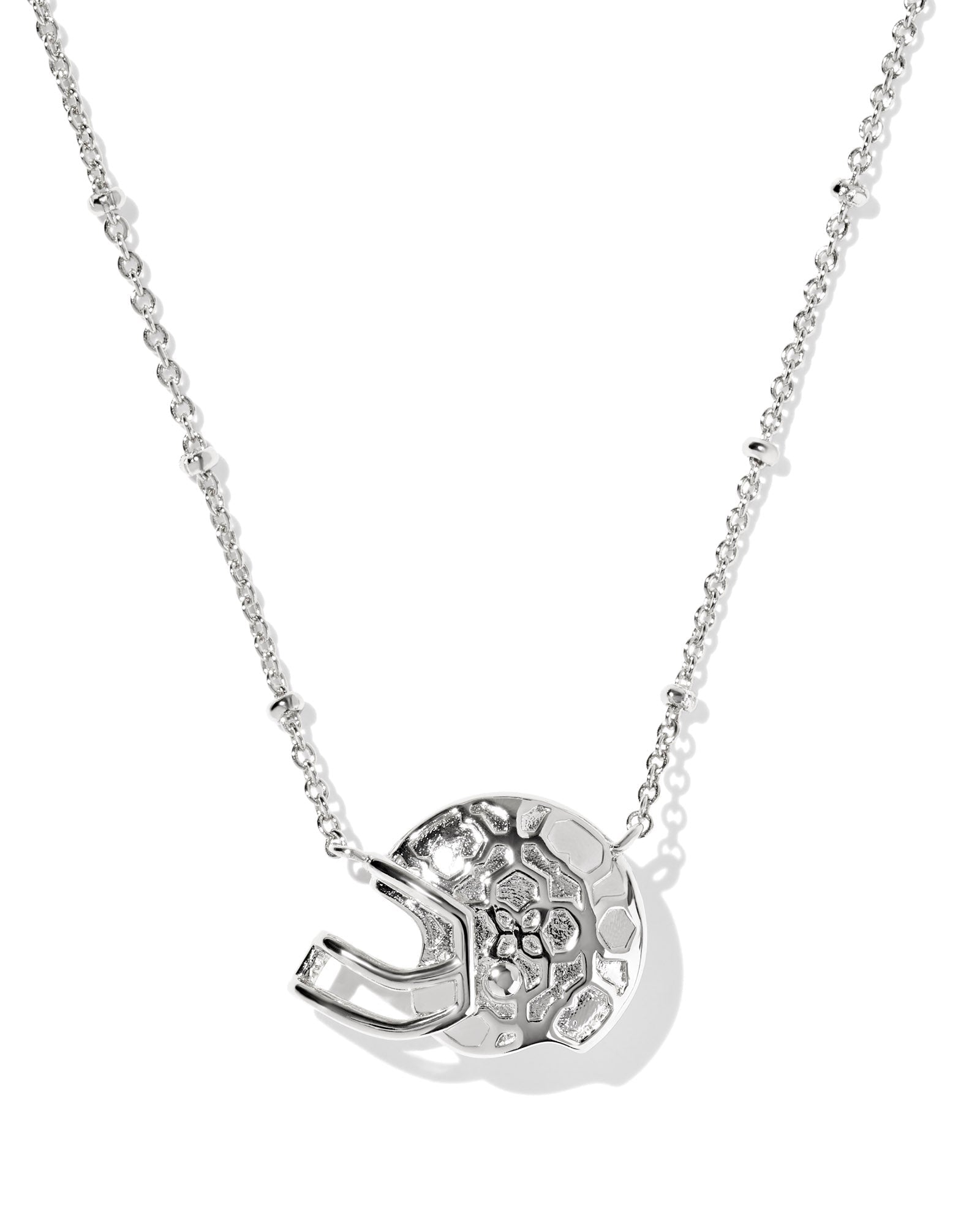 Football Helmet Short Pendant Necklace in Silver