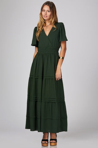 Forever Yours | Surplice Tiered Maxi Dress Sea Green - Sugar Co.