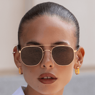FREYRS Eyewear: Austin Unisex Sunglasses Gold / Brown - Sugar Co.