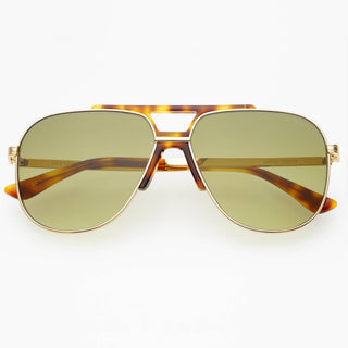 FREYRS Eyewear: Logan Acetate Aviator Unisex Sunglasses: Gold / Fade Green - Sugar Co.