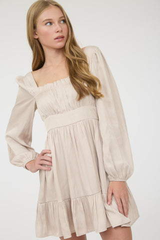 Gallaway Dress Champagne - Sugar Co.