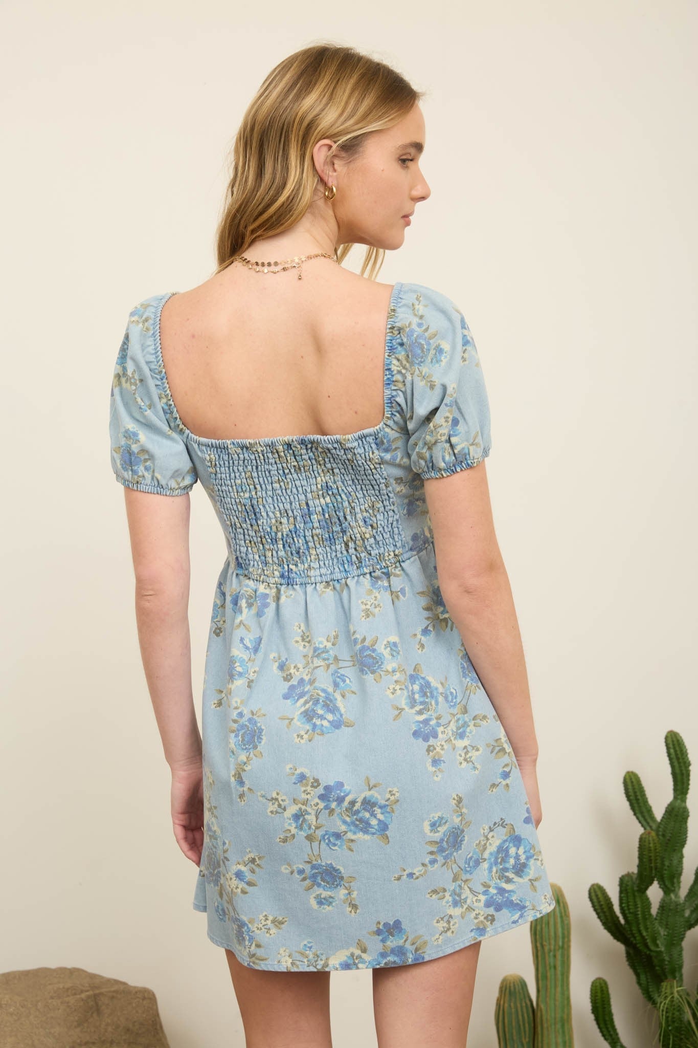 Garden Floral Denim Dress