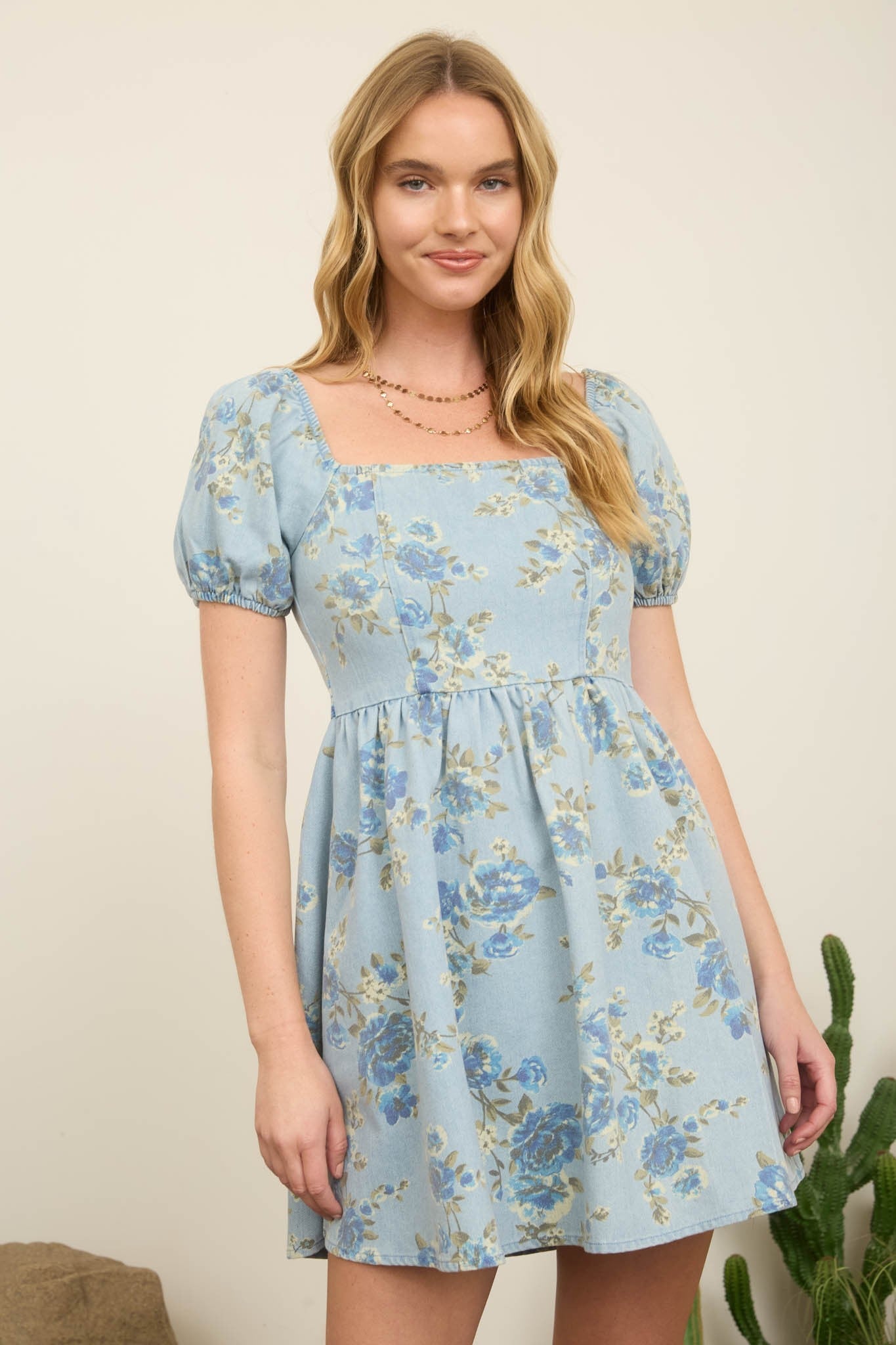 Garden Floral Denim Dress