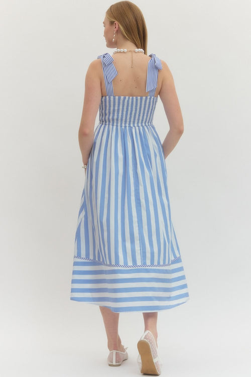 Garden Party Midi Dress Blue - Sugar Co.