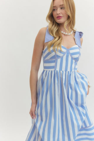 Garden Party Midi Dress Blue - Sugar Co.