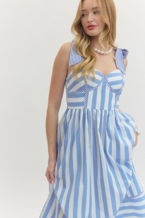 Garden Party Midi Dress Blue - Sugar Co.
