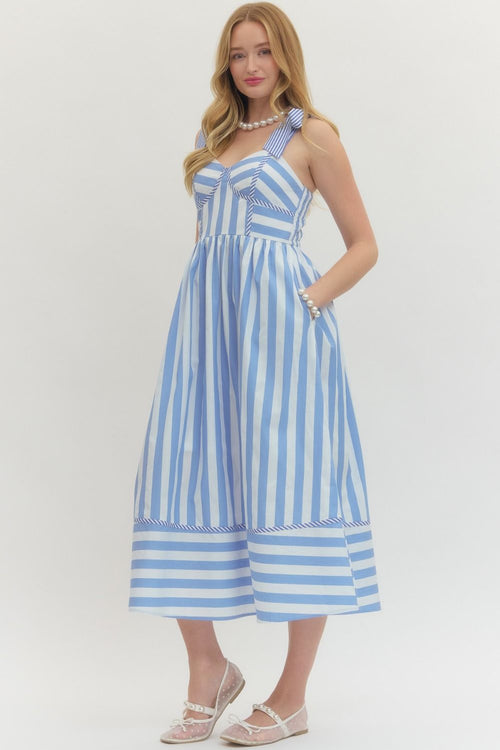 Garden Party Midi Dress Blue - Sugar Co.