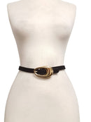 Genuine Suede Belt with Gold Tear Drop Buckle: Black - Sugar Co.