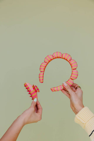 Get Ready Set: MUSTARD & PINK STRIPED / WITH MIDI CLAW - Sugar Co.