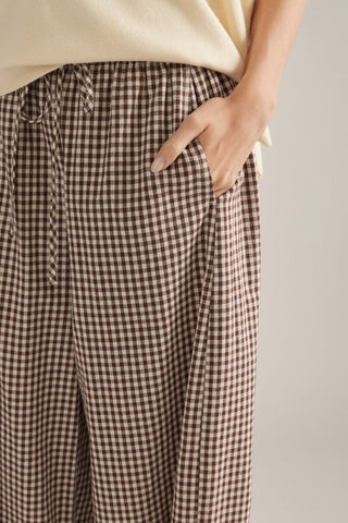 Gingham Gathered Barrel Pants - Sugar Co.
