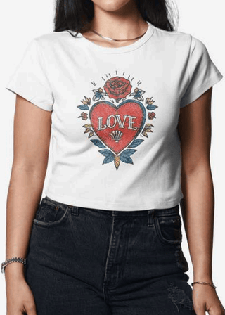 Girl Dangerous Love Tattoo Baby Tee - Sugar Co.