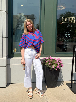 Go Blue Stripe Tee - Sugar Co.