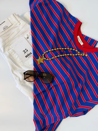 Go Blue Stripe Tee - Sugar Co.