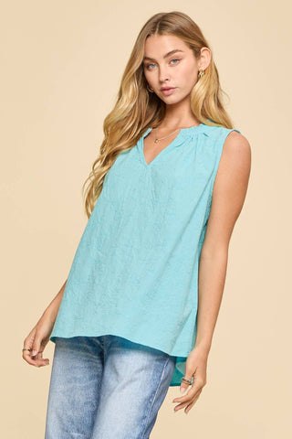 Gracefully Gathered Ruffle Blouse Aqua - Sugar Co.