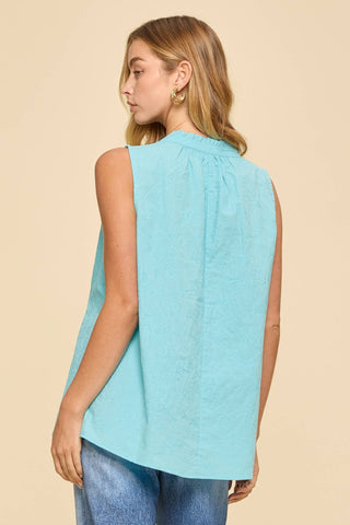 Gracefully Gathered Ruffle Blouse Aqua - Sugar Co.