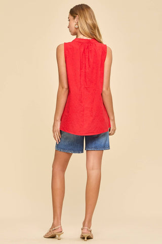 Gracefully Gathered Ruffle Blouse Red - Sugar Co.