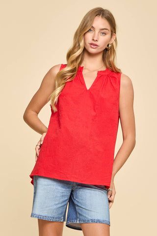 Gracefully Gathered Ruffle Blouse Red - Sugar Co.