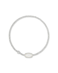 Grayson Stretch Bracelet in Rhodium Ivory Mother of Pearl