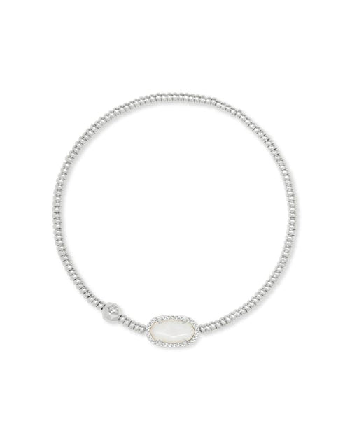 Grayson Stretch Bracelet in Rhodium Ivory Mother of Pearl - Sugar Co.