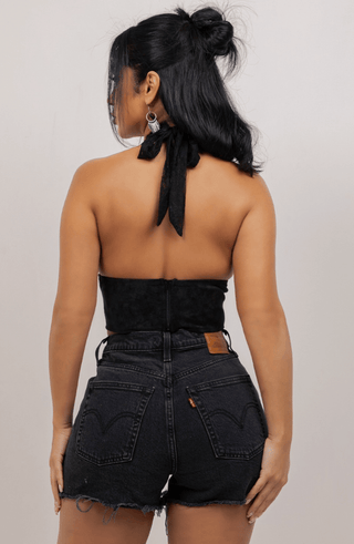 Halter Lace And Suede Top - Sugar Co.