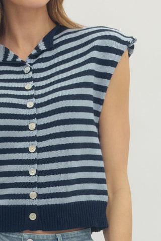 Harbor Stripe Knit Top Navy - Sugar Co.