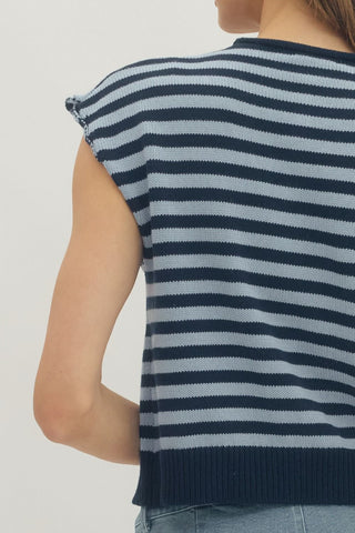 Harbor Stripe Knit Top Navy - Sugar Co.