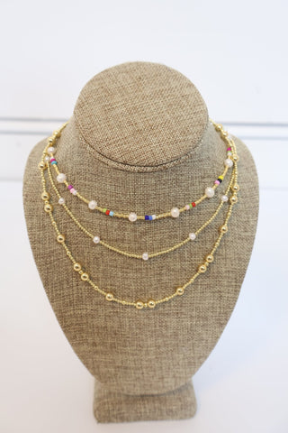 Hart Design | Gold Pearl Multi Color Necklace - Sugar Co.