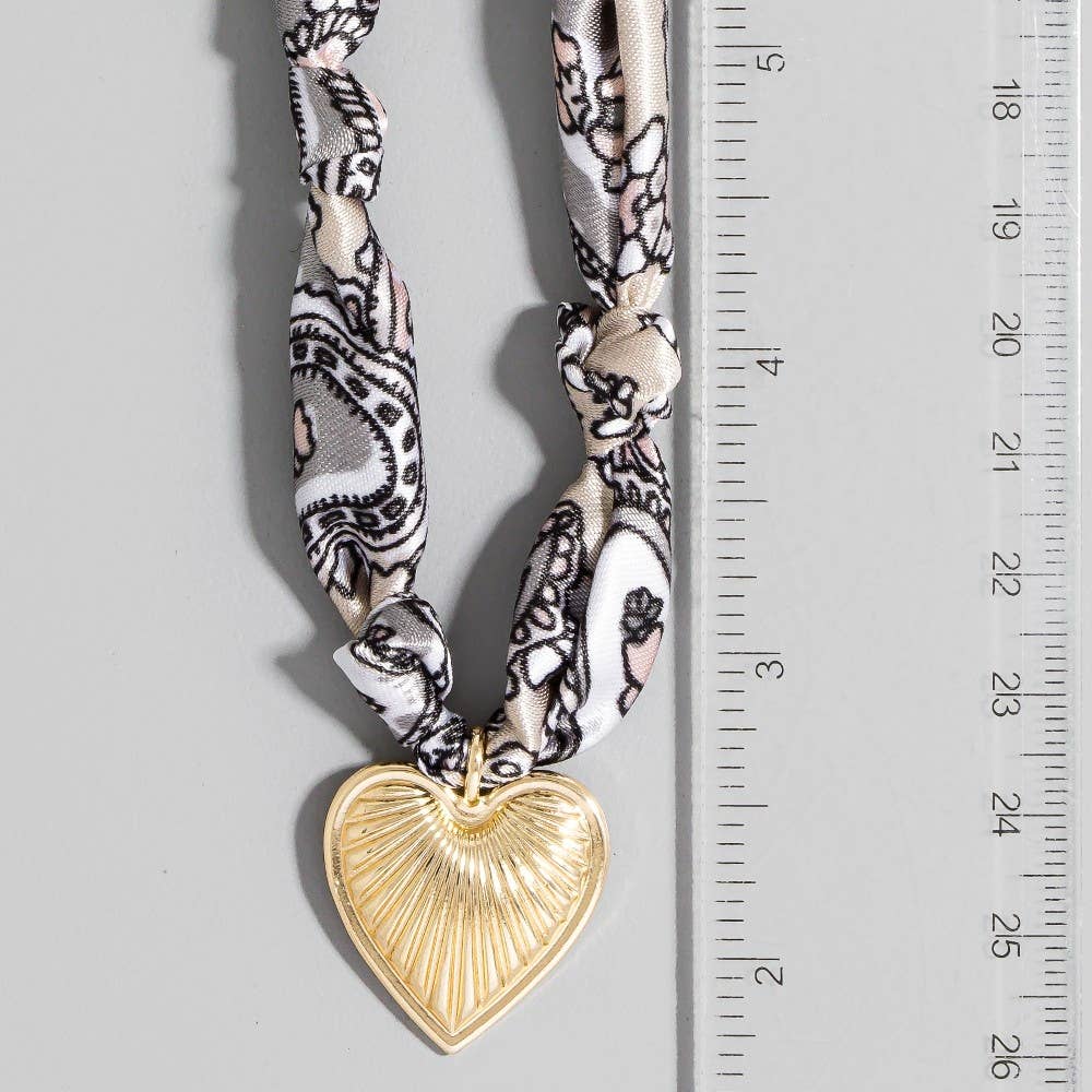Heart to Heart Bandana Necklace White