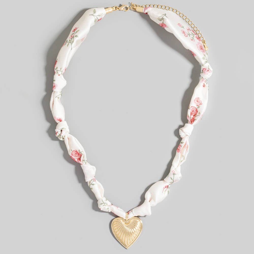 Heart to Heart Bandana Necklace White