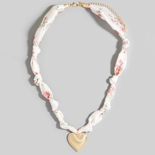 Heart to Heart Bandana Necklace White - Sugar Co.