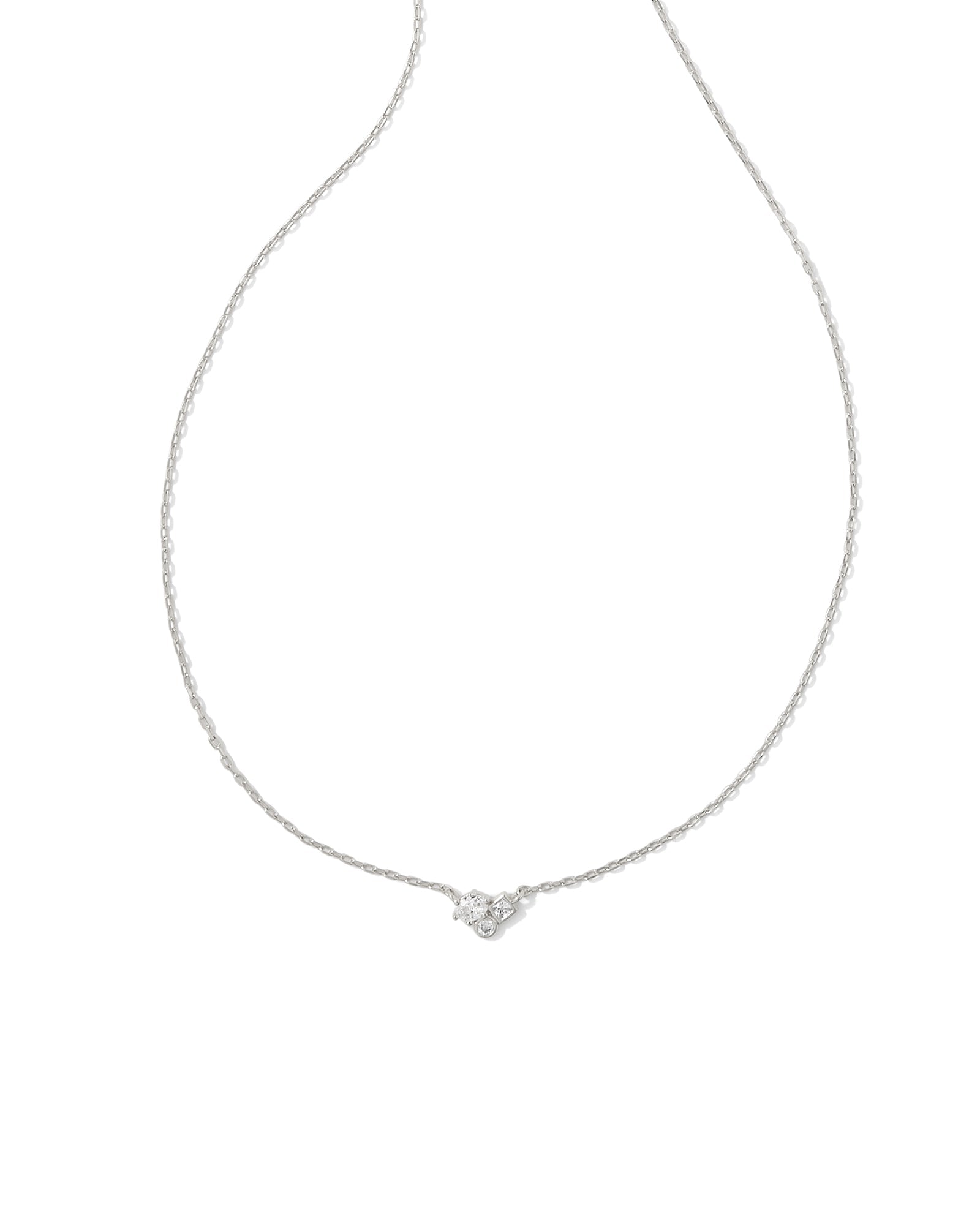 Henry Short Pendant Necklace in Rhodium