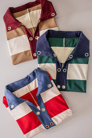 Homecoming Rugby Stripe Top Red - Sugar Co.