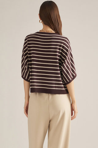 Hot Cocoa Stripe Poncho Sleeve Top - Sugar Co.