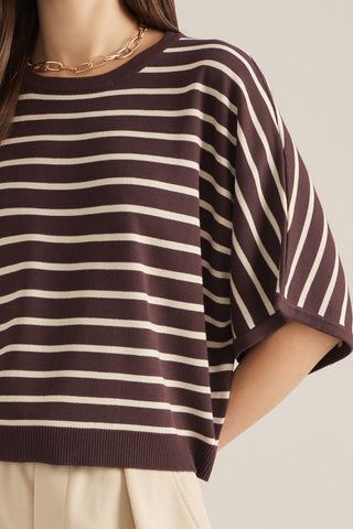 Hot Cocoa Stripe Poncho Sleeve Top - Sugar Co.