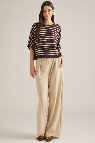 Hot Cocoa Stripe Poncho Sleeve Top - Sugar Co.