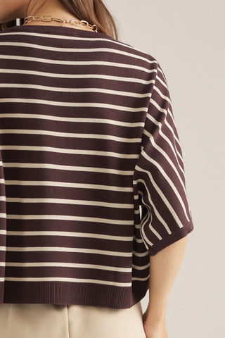 Hot Cocoa Stripe Poncho Sleeve Top - Sugar Co.