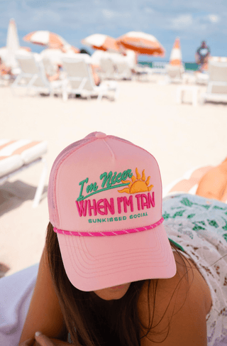 I’m Nicer when I’m Tan - Pink Canvas Trucker - Sugar Co.