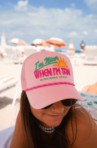 I’m Nicer when I’m Tan - Pink Canvas Trucker - Sugar Co.