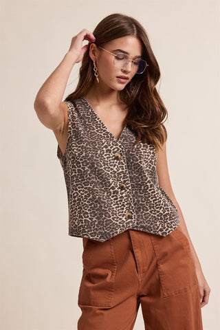 It Girl Leopard Vest - Sugar Co.
