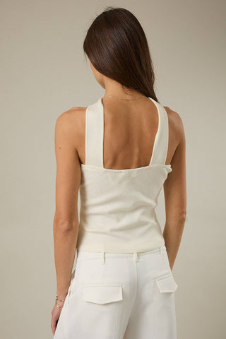 Ivory Allure Wrap Neck Top - Sugar Co.
