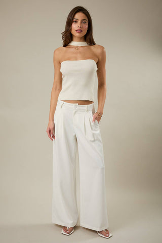 Ivory Allure Wrap Neck Top - Sugar Co.
