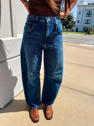Just Black Denim | Classic Barrel Jean Dark - Sugar Co.