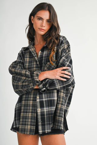 Kambrie Plaid Flannel Shirt: Gray - Sugar Co.
