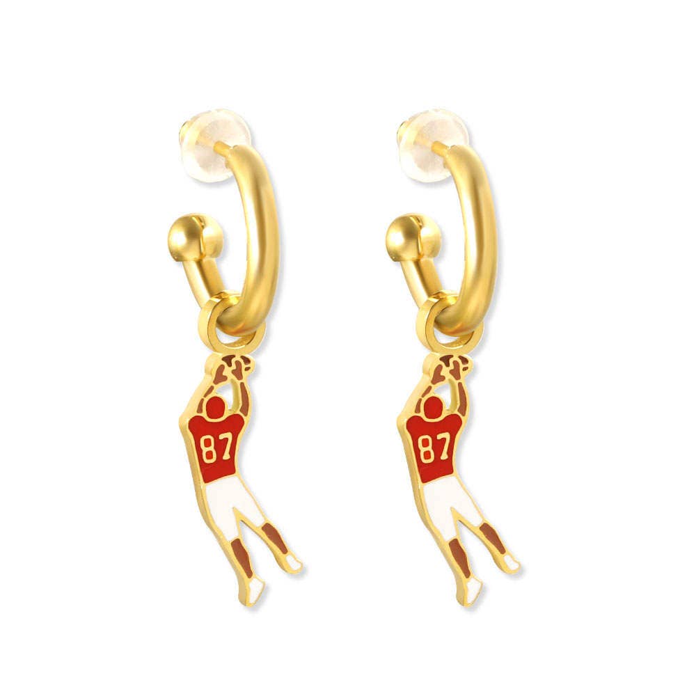 Kansas City Chiefs #87 Tight End Huggie Hoop Earrings
