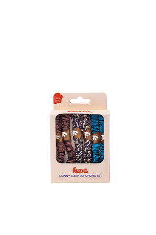 KAXI Skinny Sleep Scrunchie 6-Pack — Satin, Hair-Friendly: FALL PACK - Sugar Co.