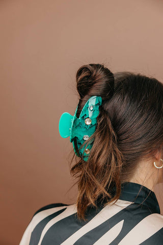 KAXI X Whitney Leavitt House of Her Teal Claw with Gems: OVERSIZED - Sugar Co.