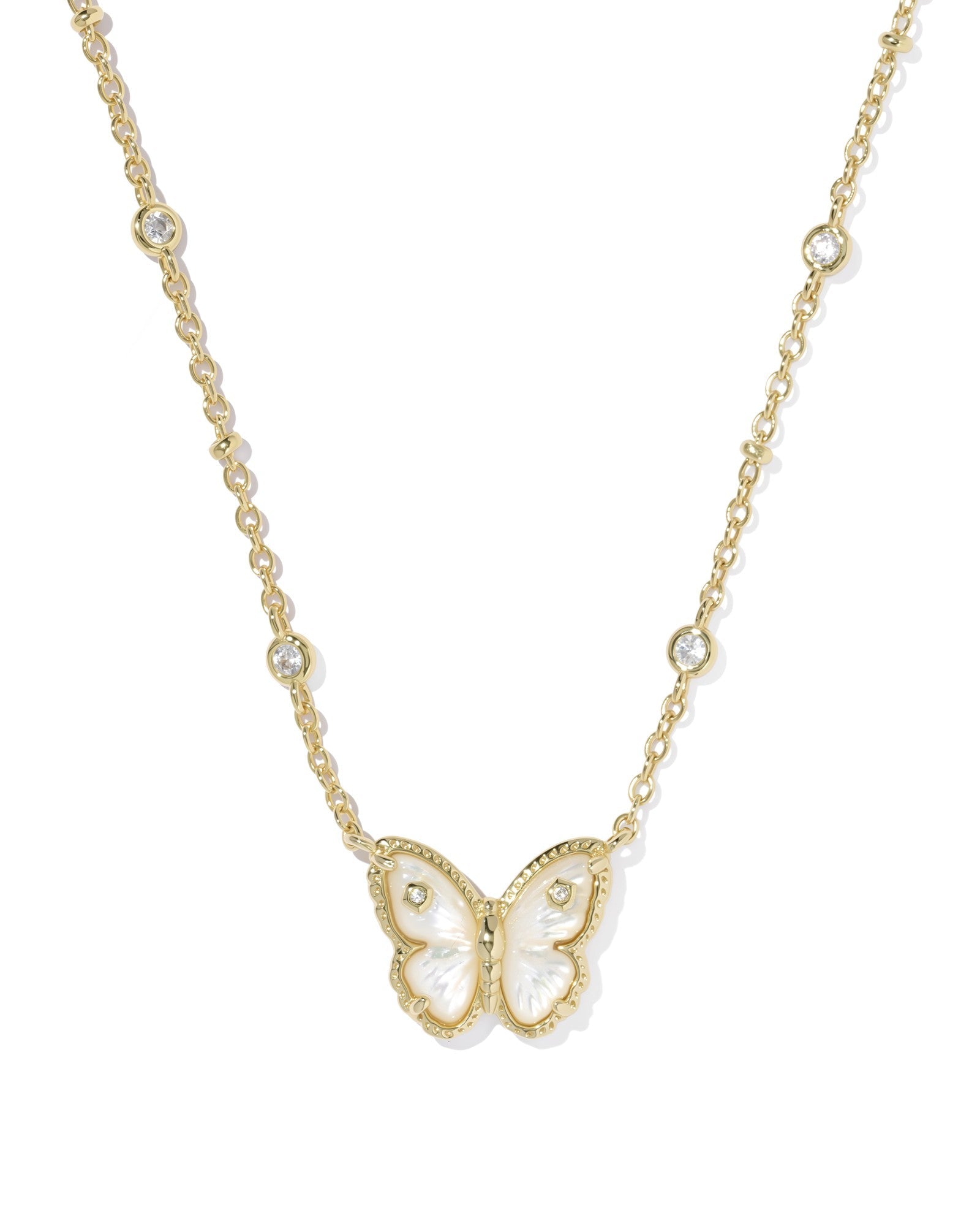 Kendra Scott Cailey Butterfly Short Pendant Necklace  Gold Ivory Mother Of Pearl