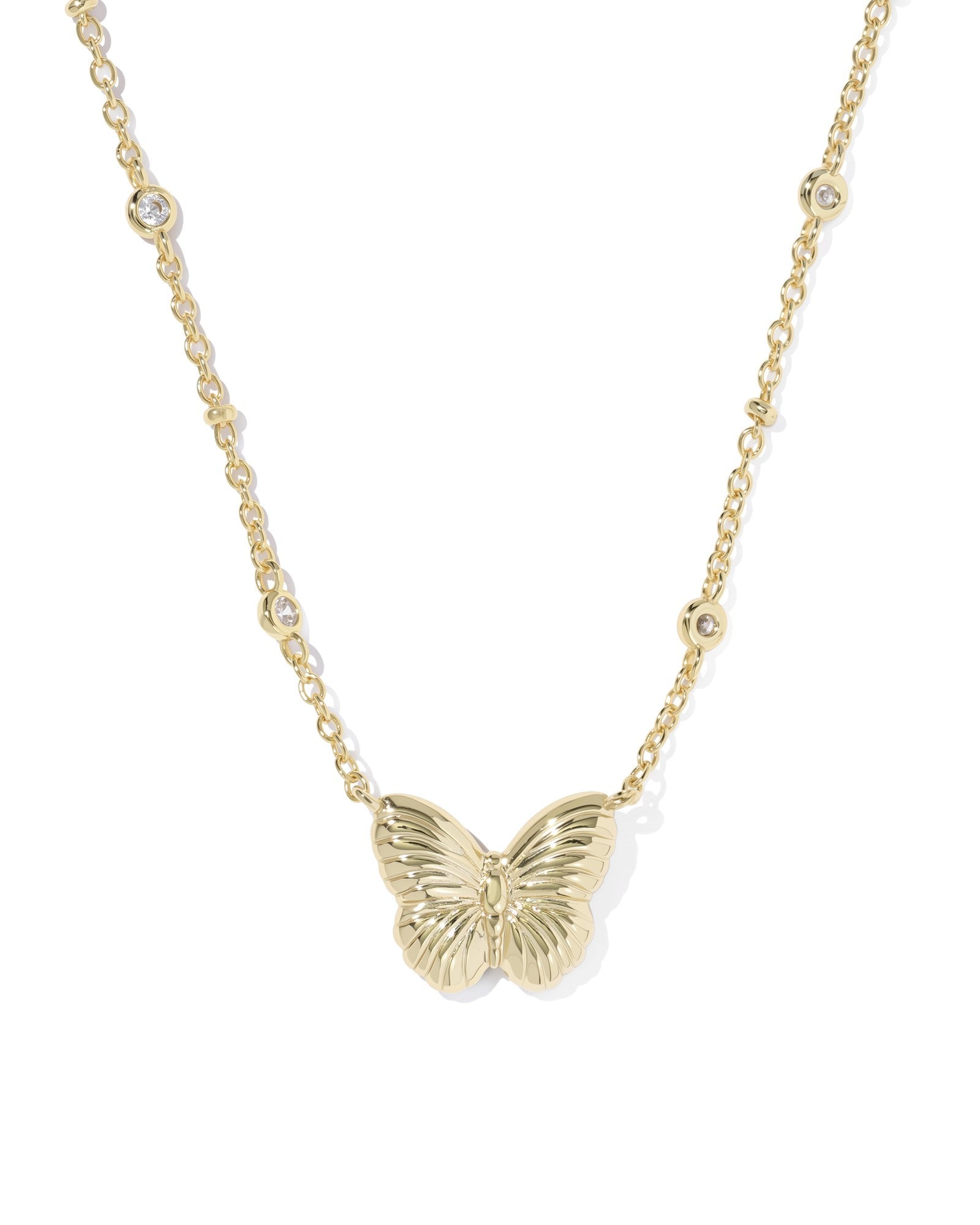 Kendra Scott Cailey Butterfly Short Pendant Necklace Gold Pink Opalescent